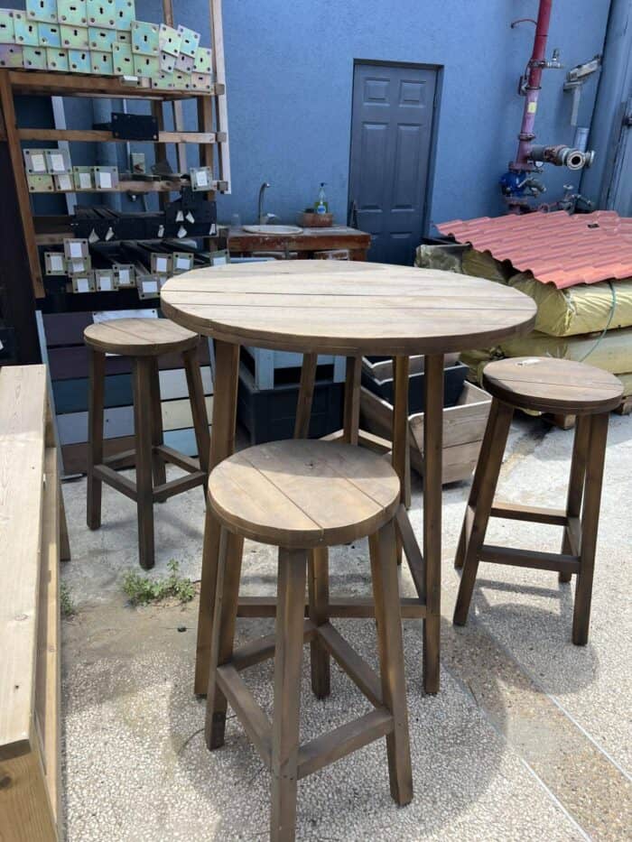 ⁦כיסא בר מעץ אורן⁩ – תמונה ⁦2⁩