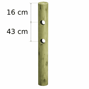 עמוד עגול לגדר קוטר 14 1.5 מטר מחורר