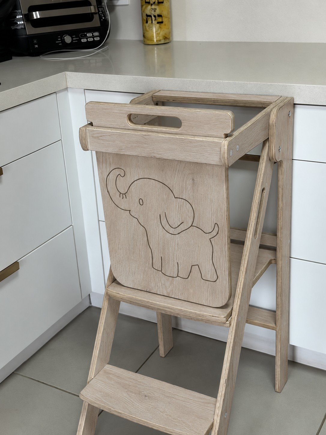 Natural wood finish learning tower-1