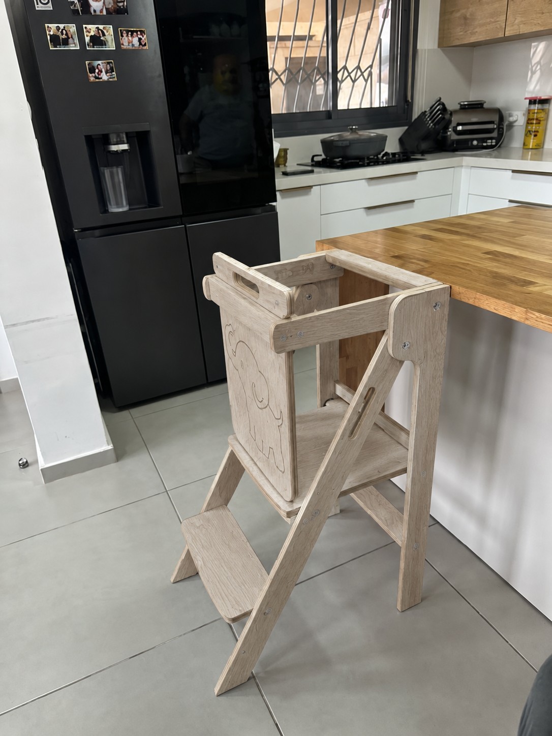 Natural wood finish learning tower-3